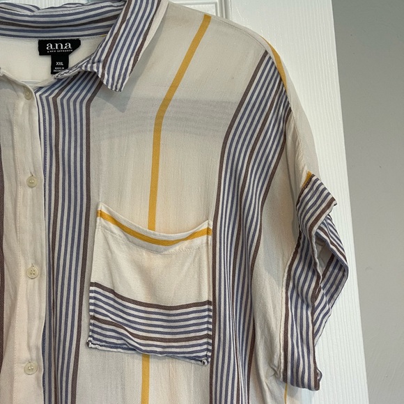 A.N.A Short Sleeve Classic Striped Relaxed Fit Button Down - Picture 5 of 8